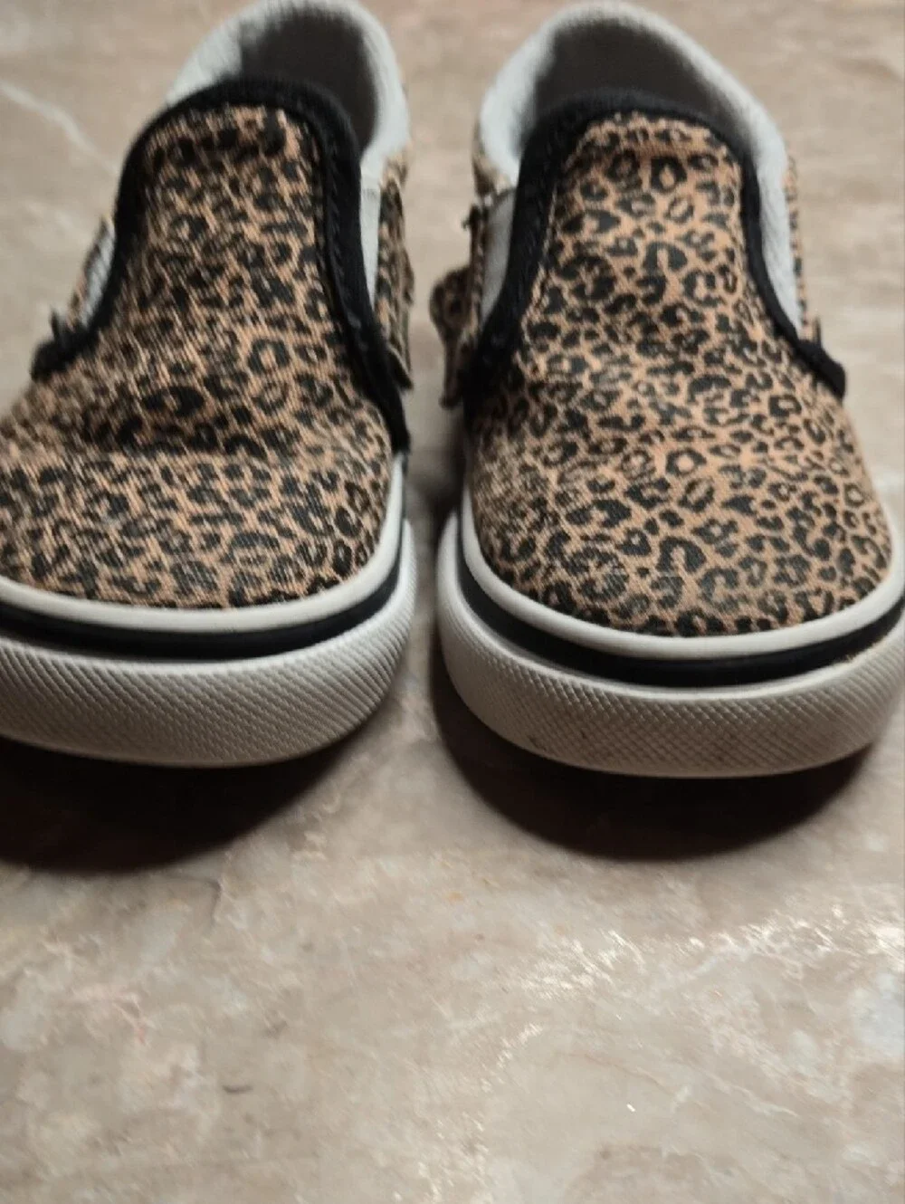 Vans Kids Slip-On Leopard Print Canvas Sneakers - Brown/Black